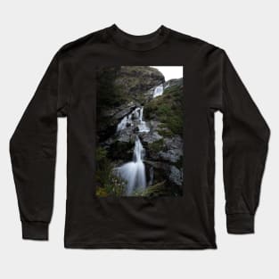 Long Exposure of Waterfall in New Zealand Long Sleeve T-Shirt